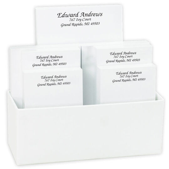 Proper Notepad Set in White Holder